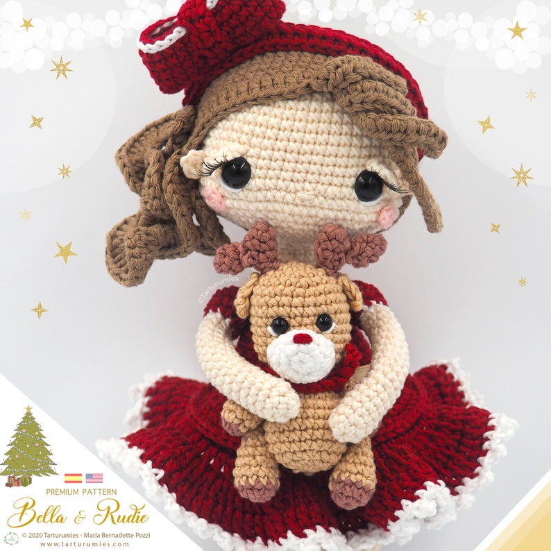Christmas Doll Bella and Rudie the Reindeer Tarturumies Crochet Pattern PDF Spanish English image 5
