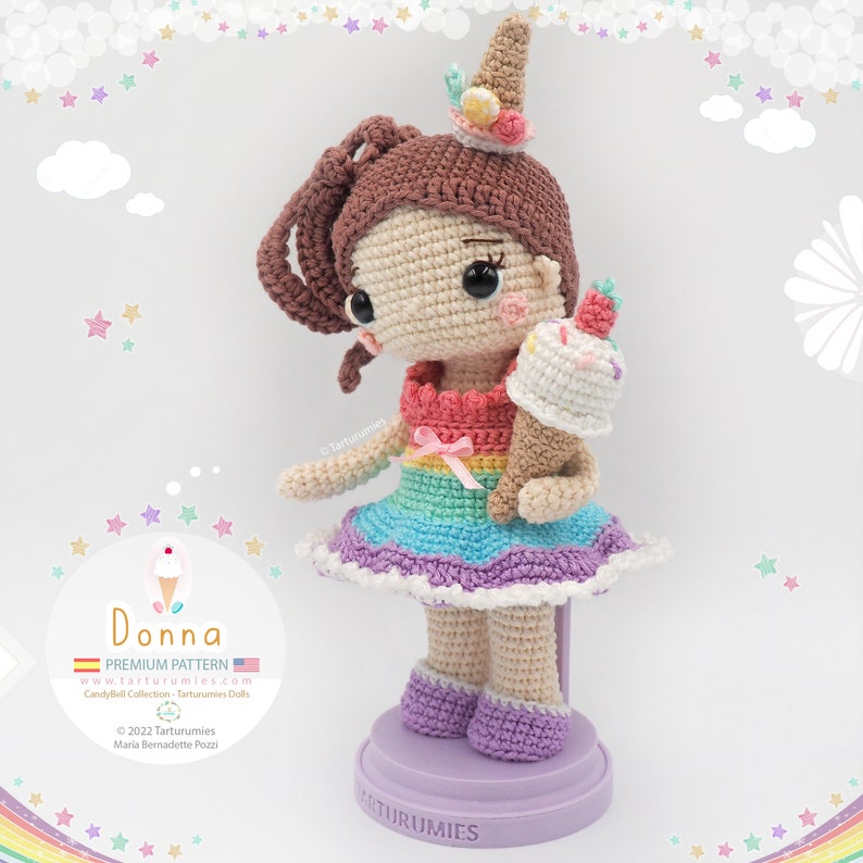 Amigurumi Sweets and Ice Cream Doll: Donna / Tarturumies Crochet Pattern PDF Spanish English image 2