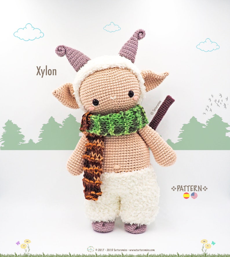 Patrón de crochet / Amigurumi El pequeño Xylon Sátiro Mitología fauno Tarturumies Tutorial en archivo PDF ES EN imagen 1