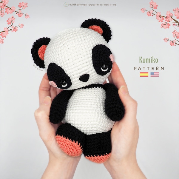 Patrón de crochet / Amigurumi Panda Kumiko • Tarturumies Tutorial en archivo PDF (ES - EN)