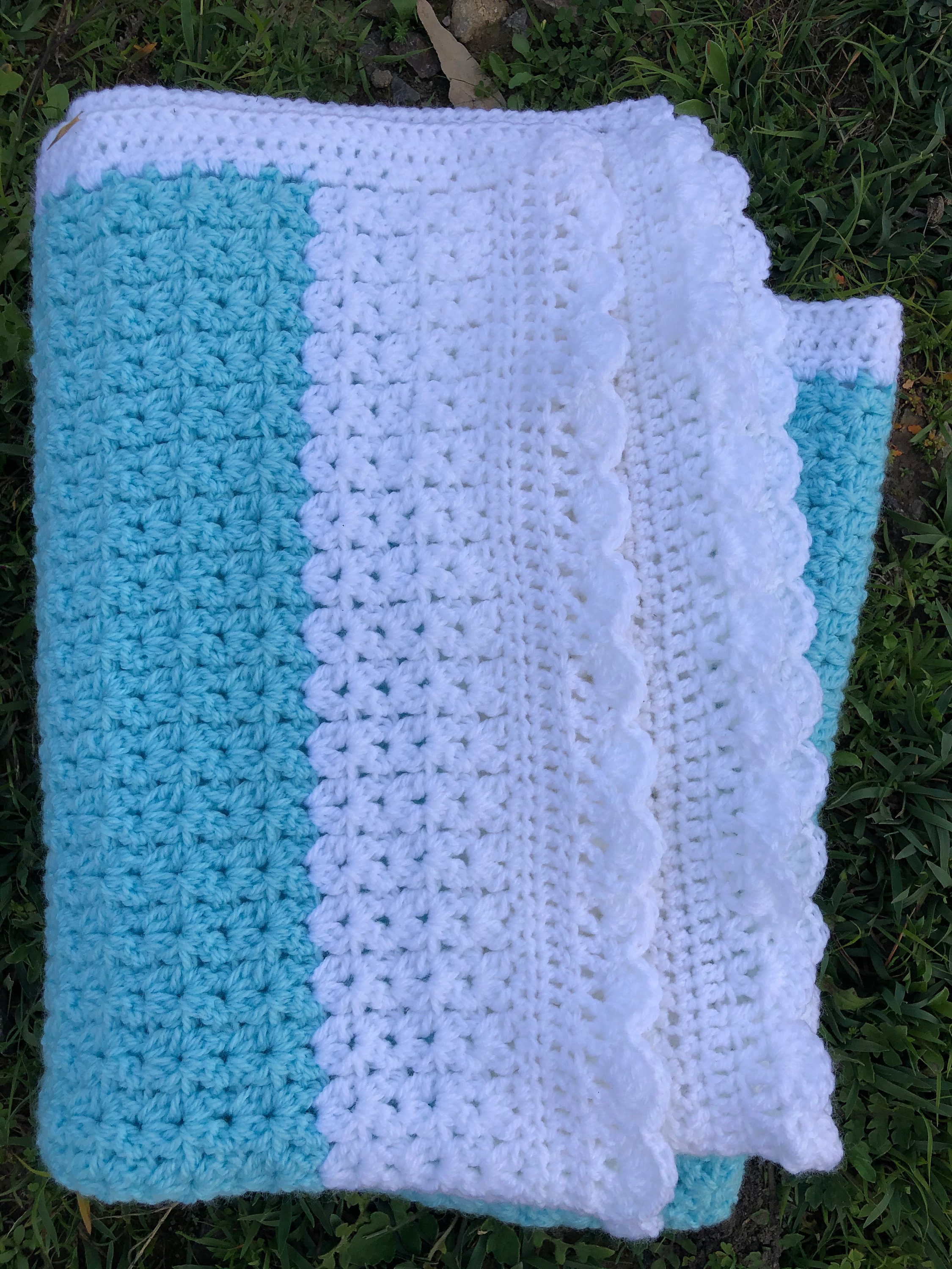 Blue and White Crochet Baby Blanket Baby Boy Blanket New Etsy Australia