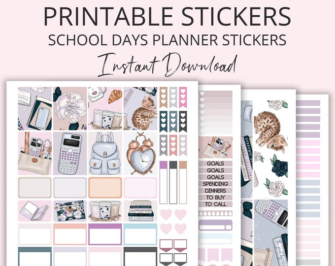 Printable Planner Stickers, Student Planner Stickers, School Planner ...