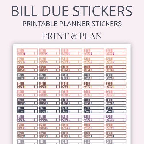 Bill Due Stickers Bill Due Planner Stickers Printable Budget - Etsy
