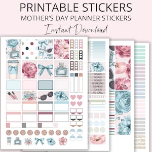 Printable Planner Stickers, Mother's Day Planner Sticker Kit, Digital Stickers, ECLP Stickers, Digital Download, Happy Planner Stickers