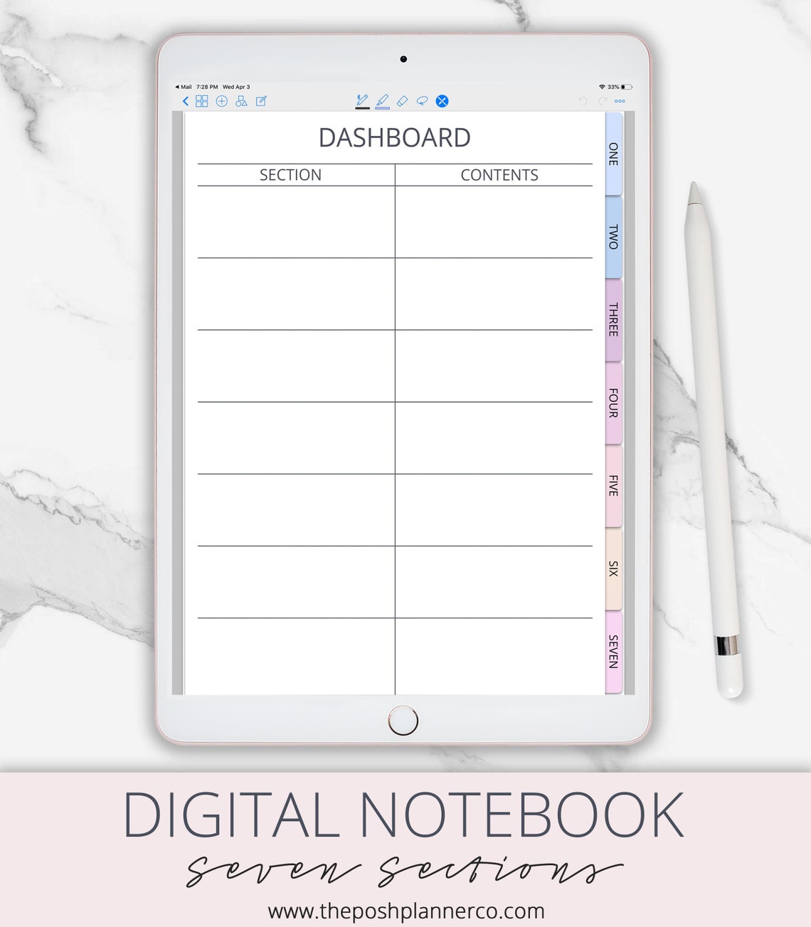 Digital Notebook Digital Planner Student Planner 7 Subject Etsy