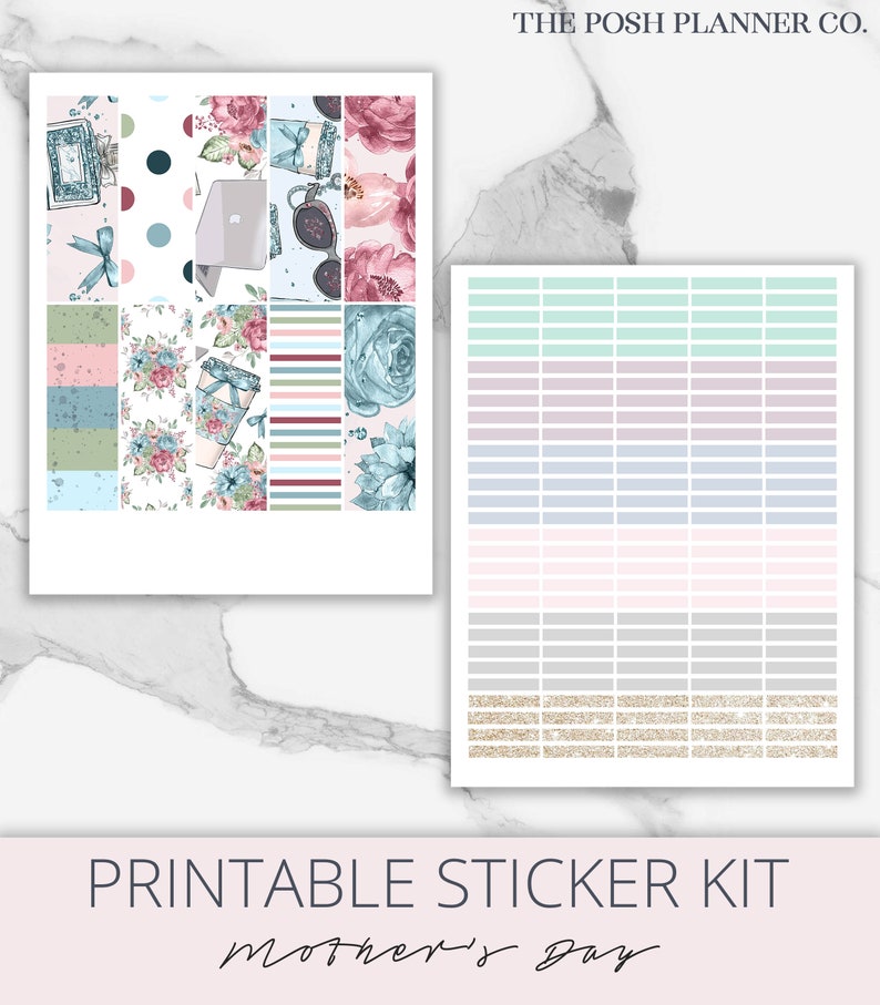 Printable Planner Stickers, Mother's Day Planner Sticker Kit, Digital ...