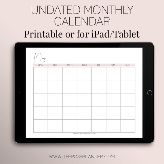 Blank Monthly Calendar, Undated Monthly Calendar, Printable Monthly  Planner, Undated Planner, Printable Planner, Digital Download Planner - Etsy