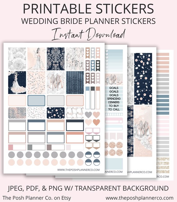 Printable Planner Stickers Wedding Planner Stickers Prom Etsy