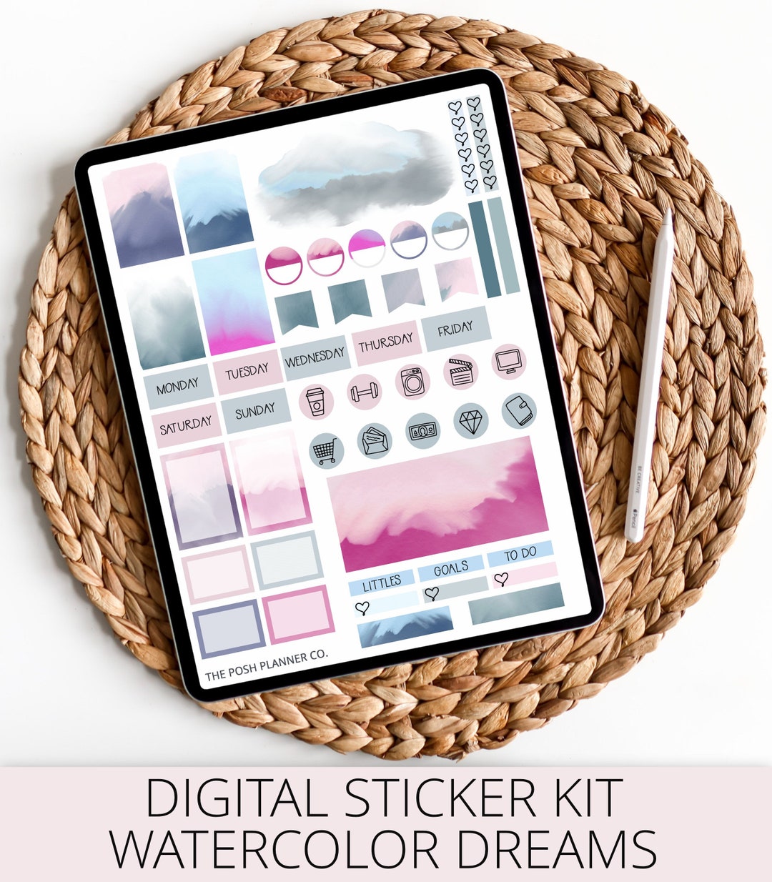 Watercolor Planner Stickers Digital Stickers Digital Planner - Etsy