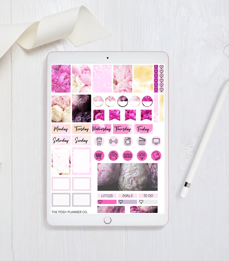 Digital Journaling Kit Planner Kit Stickers DIGITAL BLUSH LINE Art ...