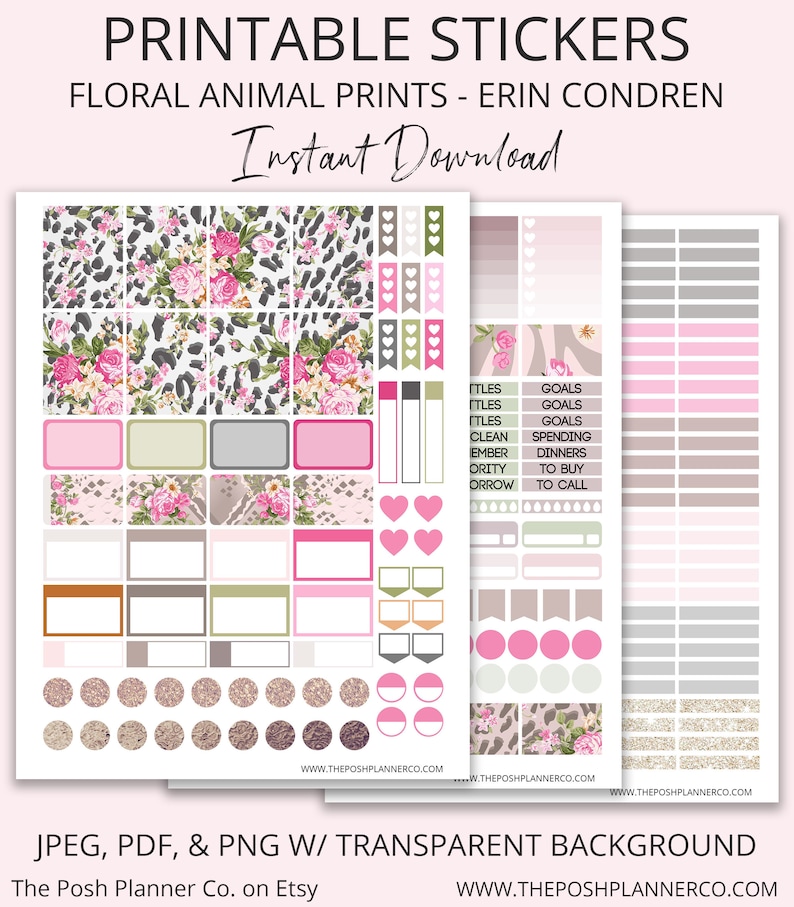 Boho Printable Planner Stickers Floral Planner Sticker Kit - Etsy