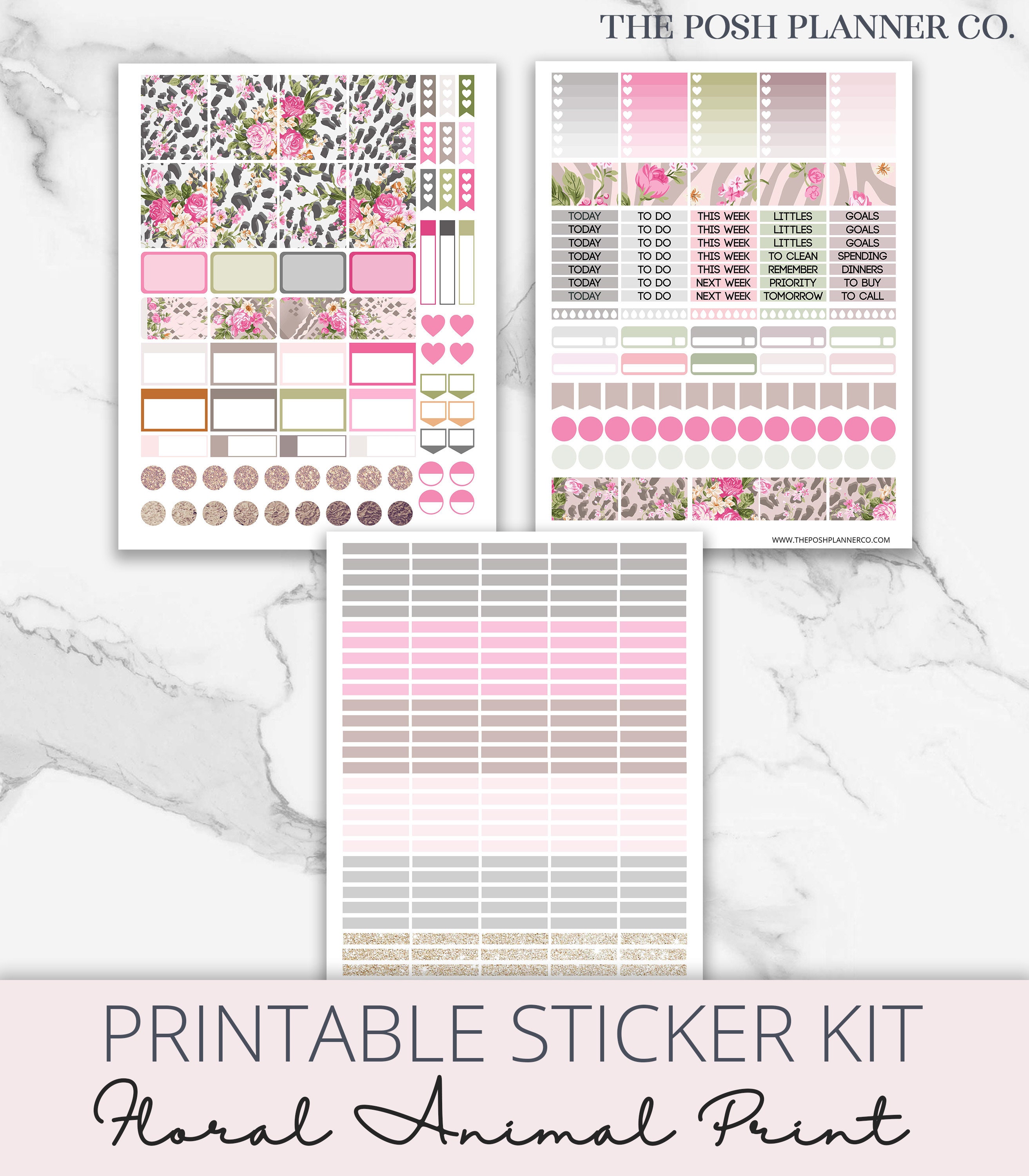 Printable Planner Stickers Floral Planner Sticker Kit Animal Etsy
