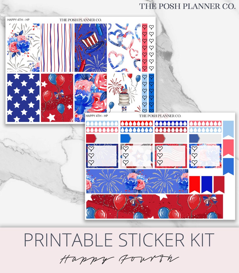 Printable Planner Stickers 4th Of July Planner Stickers Etsy