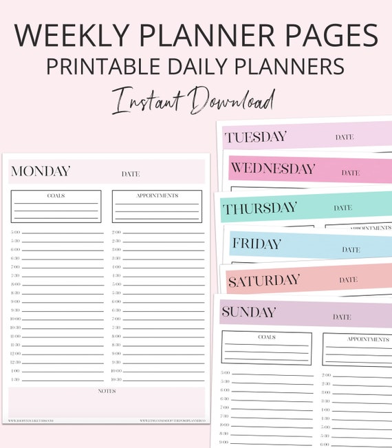 Printable Planner Pages Daily Planner Printable Planner | Etsy