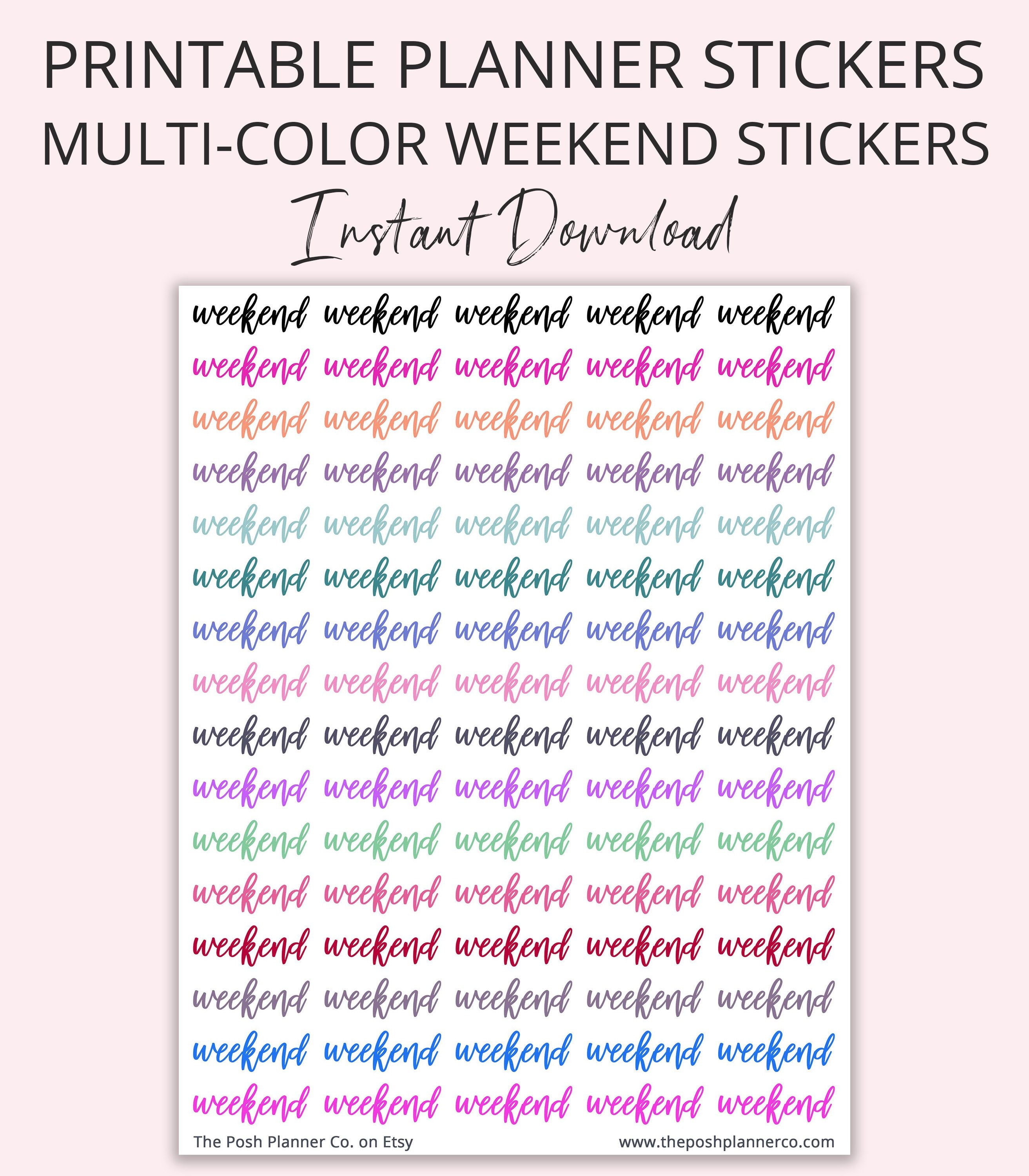 Printable Planner Stickers Weekend Planner Stickers Planner - Etsy