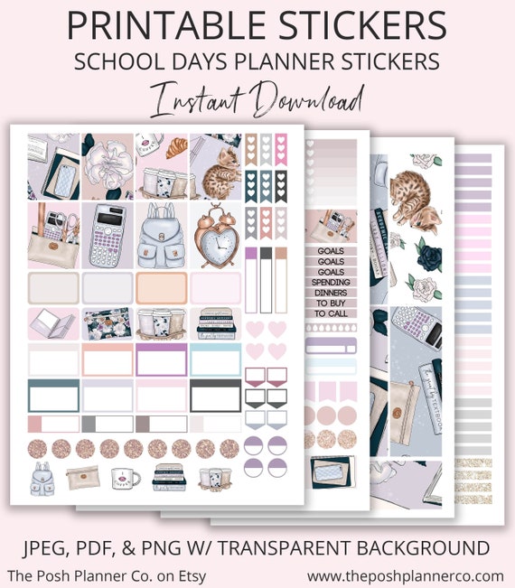 Happy Planner Erin Condren Planner Stickers Watercolor School Stickers School Printable Planner Stickers