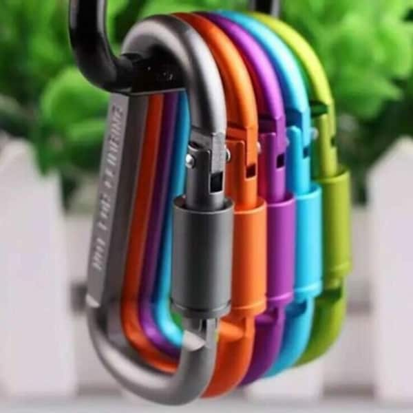 Mousquetons de verrouillage de qualité (paquet de 5 à 20), porte-clés multicolore en aluminium inoxydable, porte-clés sécurisé, fermoir robuste