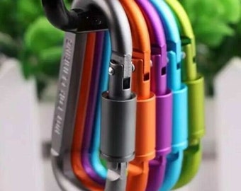 QUALITY Locking Carabiners (Pack 5-20) Multi Coloured Stainless Aluminium Key Clip Secure Keyring Tough Clasp
