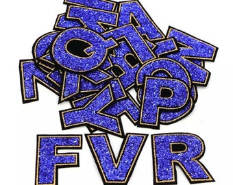 Purple Letter Patch Patches Iron On Sew on Retro Alphabet Embroidery Clothes