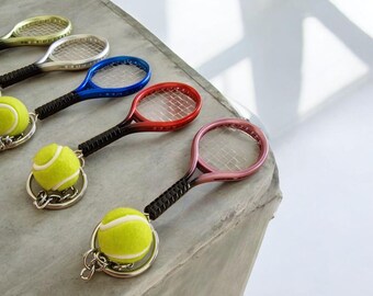 10 Portachiavi Da Tennis In Metallo - Mini Racchetta, Regalo Per Appassionati Di Sport, Argento E Verde