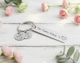 Personalised Family Keyring Gift: Engraved Stainless Steel Keepsake, Mummy, Daddy, Nanny, Grandad, Auntie, Mum Name Tags Mother's Day Gift