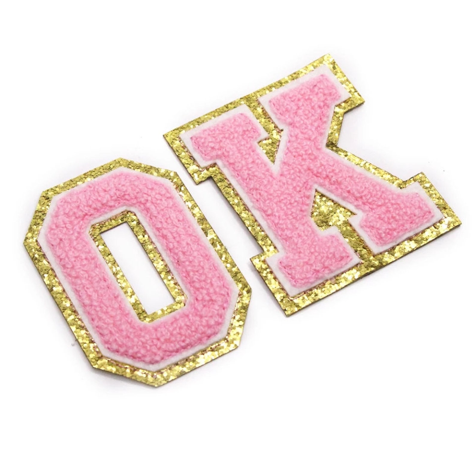Large 8cm Pink Chenille Patch Letter Patches Iron On Sew On Etsy