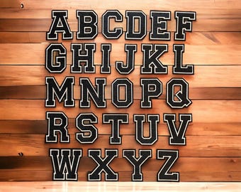 Patch Letters Numbers Black Embroidered 7.9cm Iron On Sew On Patches Alphabet