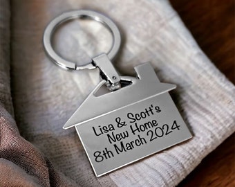 Personalised New Home Keyring – Custom Engraved House Keychain, Housewarming Gift, Moving Present, Gift for Homeowners