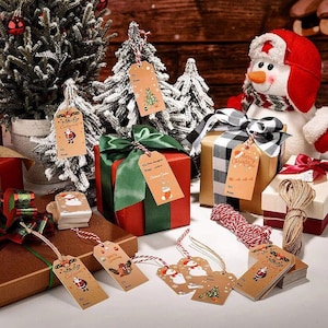 Weihnachtsetiketten Merry Happy Xmas Santa To Ab 5 cm Tags Geschenk Craft Box Tag