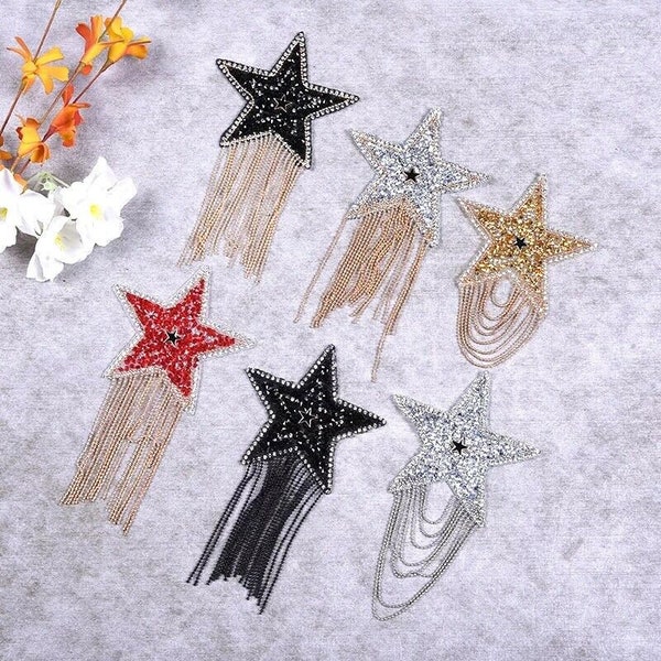 Strass Sparkle Star Space Patch Patches Fer sur Gland Broderie Vêtements