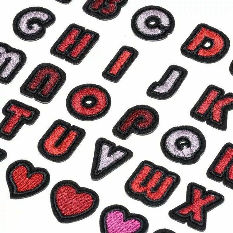 Red Colour Letter Patch Patches Iron on / Sew on Alphabet Embroidery ...