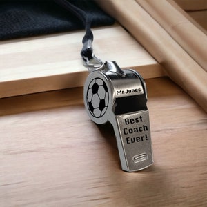Personalised Whistle Engraved Silver Metal Referee Sports Rope Rugby Football Customised Football Valentines Day Gift image 3