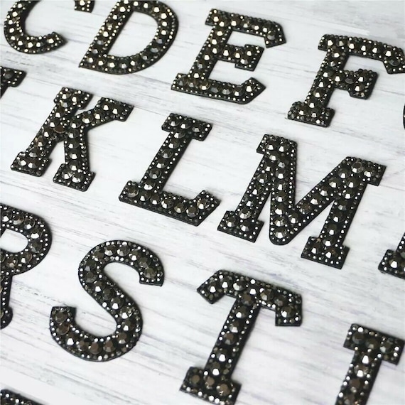 5.5cm Silver / Black Letter Patch Patches Iron on / Sew on Alphabet  Embroidery Clothes 
