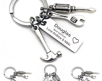 Personalised Keyring Dad Mum Handyman Valentine's Day Gift Key Ring Gift Stainless Steel Keyring Tools Engraving