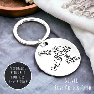 Cadeau fête des pères cadeau papa, papa, porte-clés coup de poing, cadeau personnalisé, gravé, cadeau de nouveauté, nom d'enfant souvenir de famille
