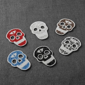 Rhinestone Sugar Skull Biker Patch Patches Iron on Alphabet Embroidery Clothes