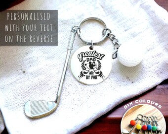 Golf Dad Daddy Father's Day Gift Personalised Engraved Present Keyring Custom Engraved, Best Golfer Ever Golf Club, Golf Ball Charm Best Dad
