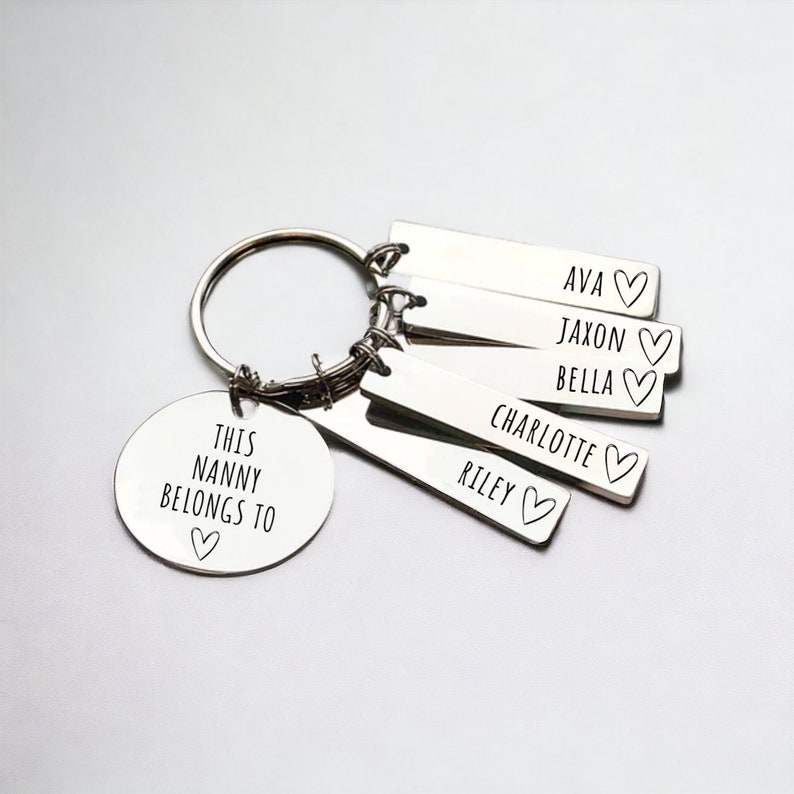 Personalised Keyring This Nanny Grandad Mummy Daddy Belongs To Gift Key Ring Stainless Steel Keyring Mother's Day Engraved image 3