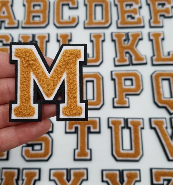 New Varsity Letters Iron-On Patches GOLDEN ORANGE Alphabet You