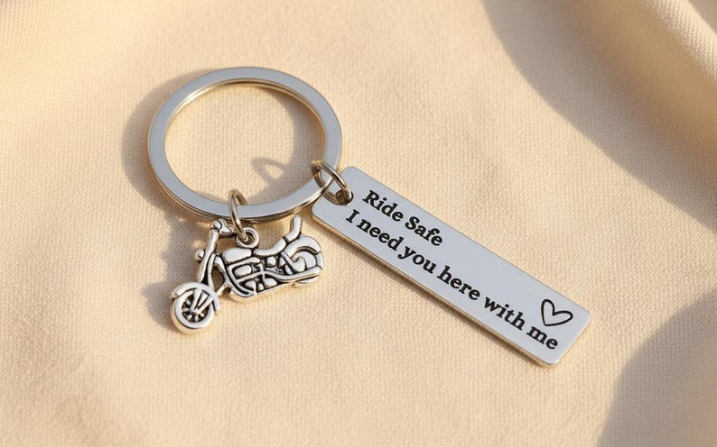 Personalised Motorbike Keyring, Ride Safe I Need You Here With Me, Motorcycle Keychain, Biker Gift for Him, Boyfriend Husband Dad Gift image 9