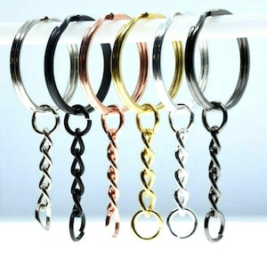 Schlüsselanhänger Rohling 25mm Spaltringe Schlüsselanhänger Links in Silber, Rosegold, Gold, Schwarz, Gunmetall