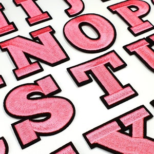 5.5cm Pink / Black Letter Patch Patches Iron on / Sew on Alphabet Embroidery Clothes