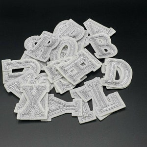 Silver Letter Patch Patches Iron on / Sew on Retro Alphabet