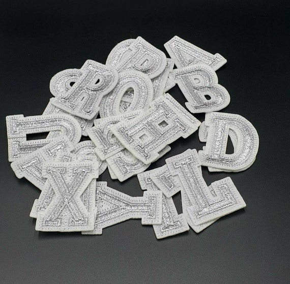 Silver Letter Patch Patches Iron on / Sew on Retro Alphabet Embroidery  Clothes -  Israel