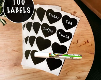 100pcs Vinyl Chalk Board Stickers Reusable Labels Heart Kitchen Crafts Gifts Liquid Chalk Pen