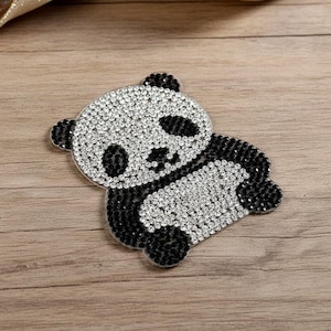 Panda Aufnäher, Aufnäher, Panda Aufnäher, Panda Applikation, Bügelbild für Jacken, Taschen, Jacken, Taschen & Kleidung