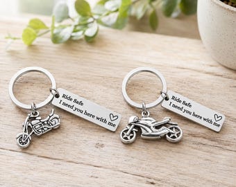 Motorbike Keyring – Ride Safe I Need You Here With Me – Biker Gift, Motorcycle Keychain, Personalised Present, Safe Riding, Fathers Day Gift