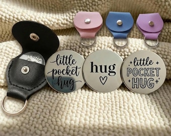Personalised Pocket Hug Keyring, Custom Engraved Stainless Steel Gift, Long Distance Relationship Token, Support, Love, Thinking of You