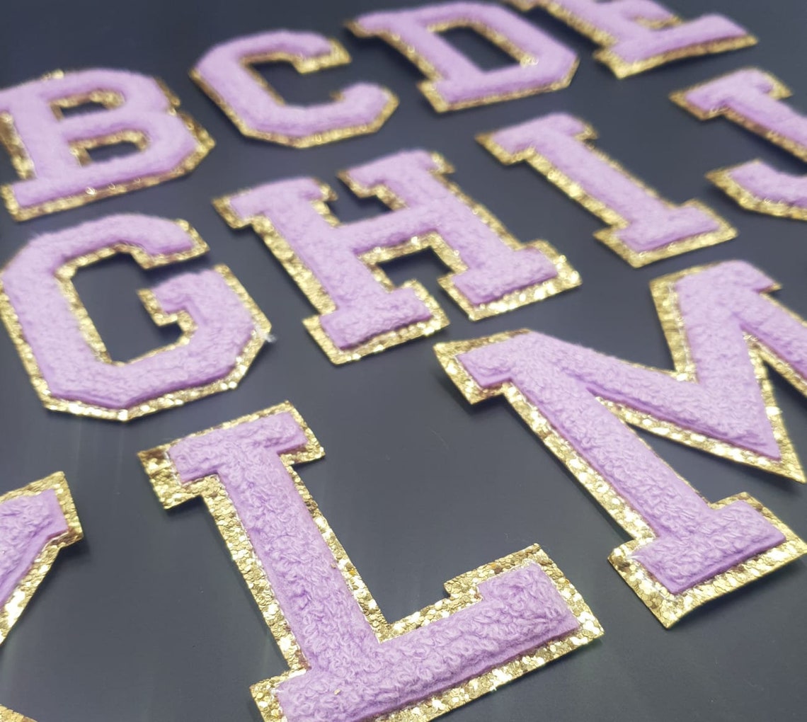 Large 8cm Purple Chenille Patch Letter Patches Iron on / Sew Etsy