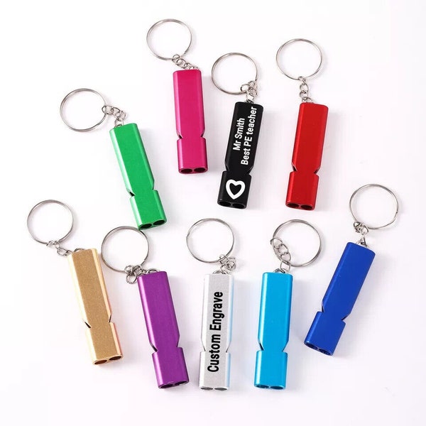 Whistle Personalised Engraved Teacher Hiking Camping Football Sports Silver Keyring Rugby Valentine's Day